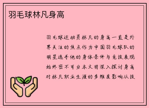 羽毛球林凡身高